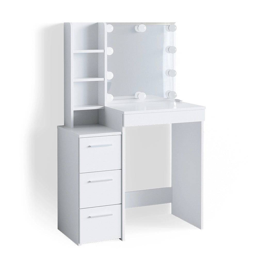 Vicco Tavolo da toeletta Bianco 80 cm con illuminazione a LED