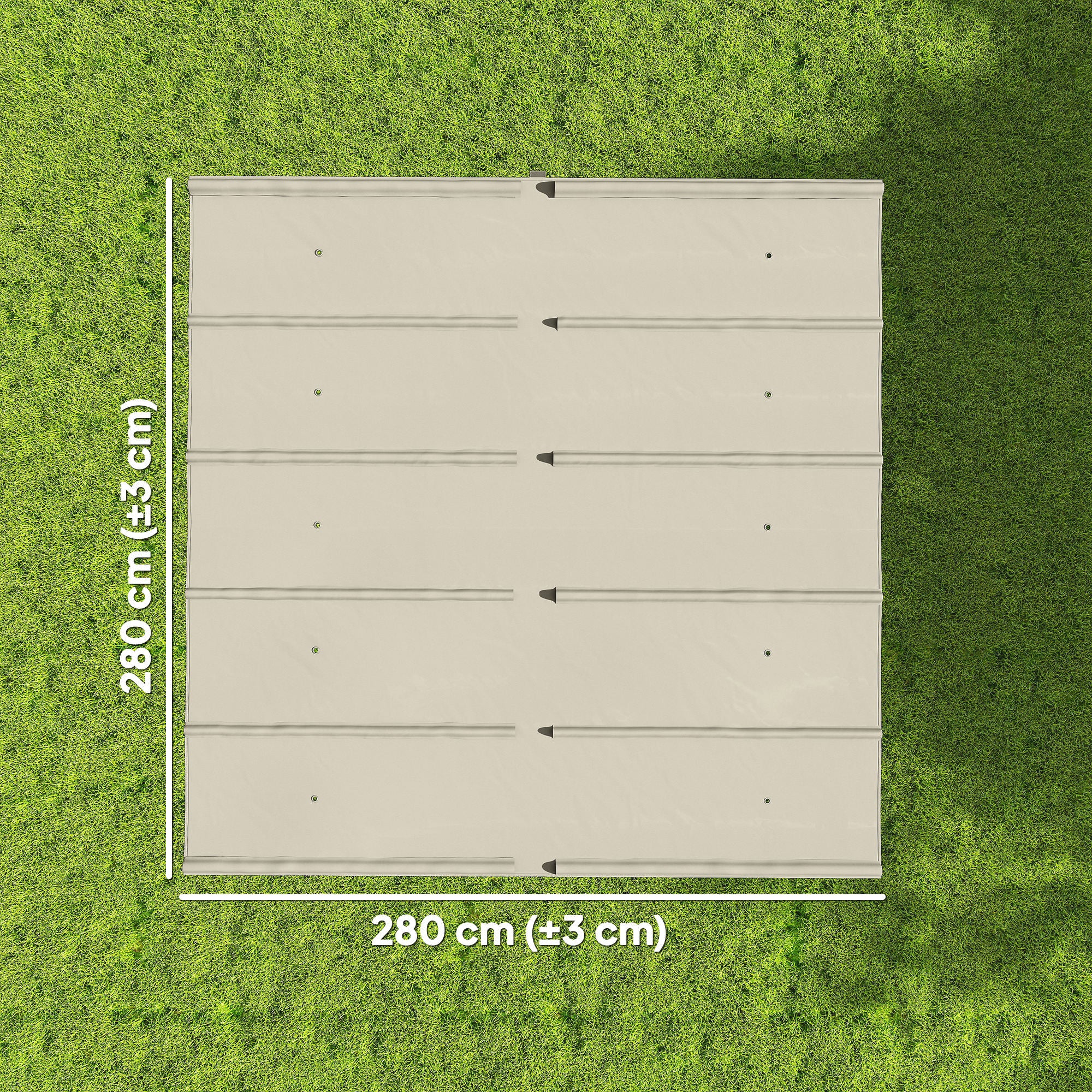 Telo per Pergola 288x298 cm con Fori di Drenaggio in Poliestere Traspirante UV30+ Beige