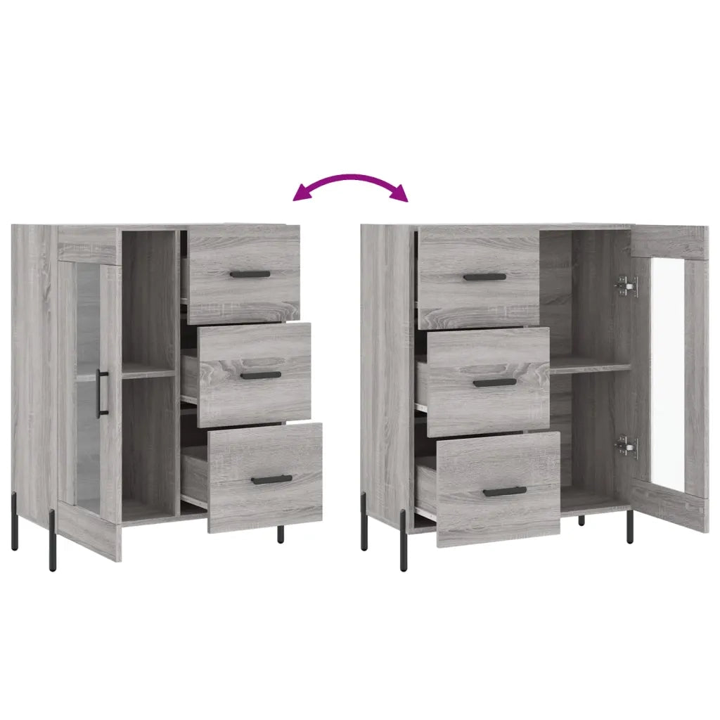 Credenza Grigio Sonoma 69,5x34x90 cm in Legno Multistrato