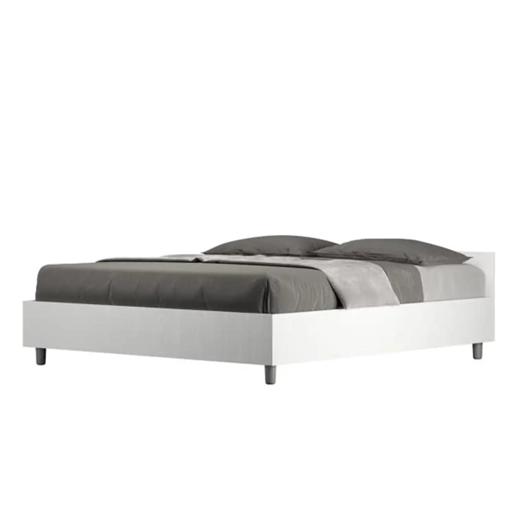 Letto matrimoniale con rete 160x200 bianco frassino Nuamo