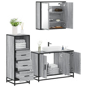 Set Mobili da Bagno 3 pz Grigio Sonoma in Legno Multistrato