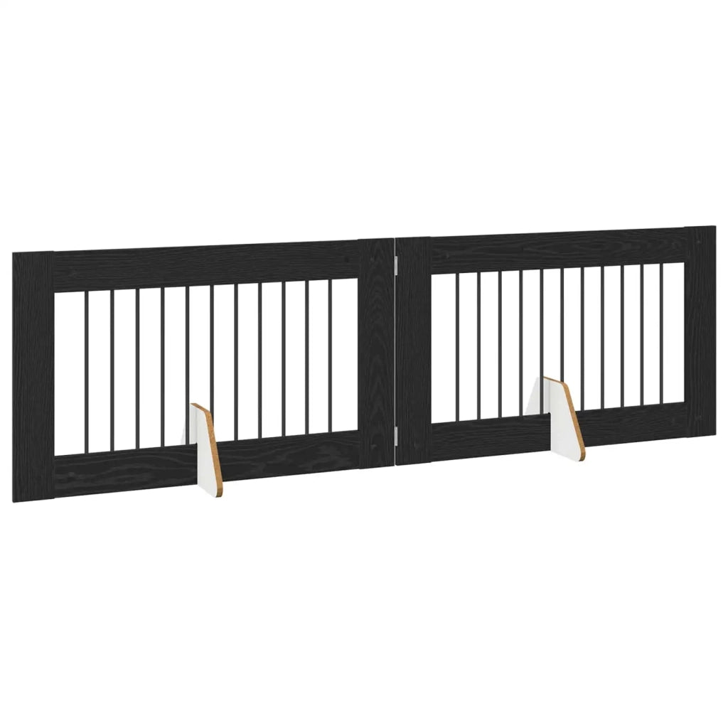 Cancello per cani con supporti 2 pz Rovere Nero 100 x 60 cm CFW9668941