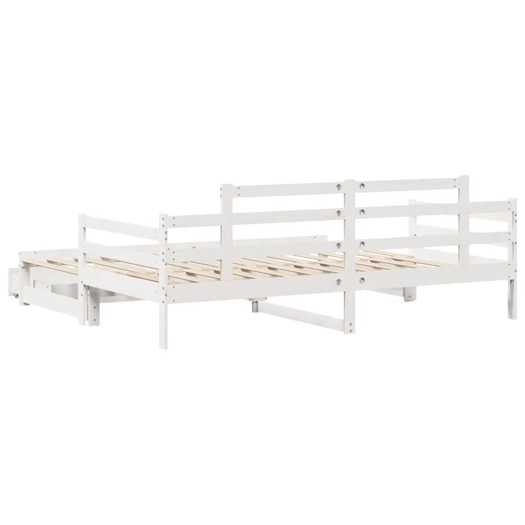 Letto Estraibile con Cassetti senza Materasso Bianco 80x200 cm