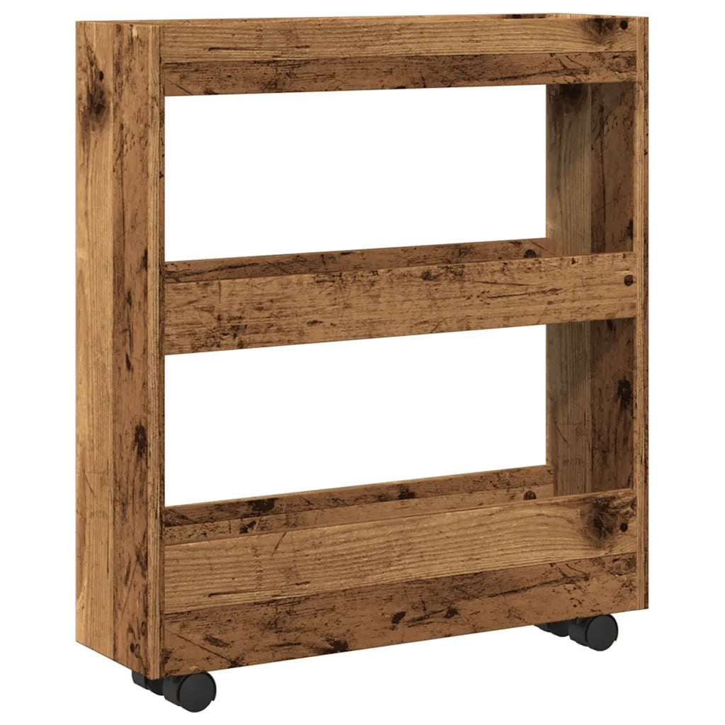 Carrello Stretto a 3 Livelli Legno Vecchio in Truciolato CFW5787374