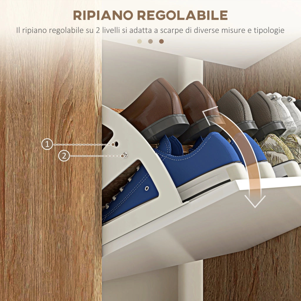 Scarpiera a 3 Cassetti con Ripiano Regolabile ¨C zephmum ¨C 72x24x119cm Bianco