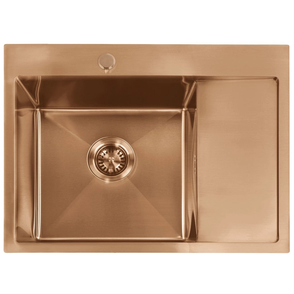 Lavello In Acciaio Fin Brush Copper con rubinetto da cucina