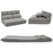 Divano letto da pavimento con 2 cuscini, Divano letto da pavimento convertibile con schienale regolabile Grigio-Divani letto