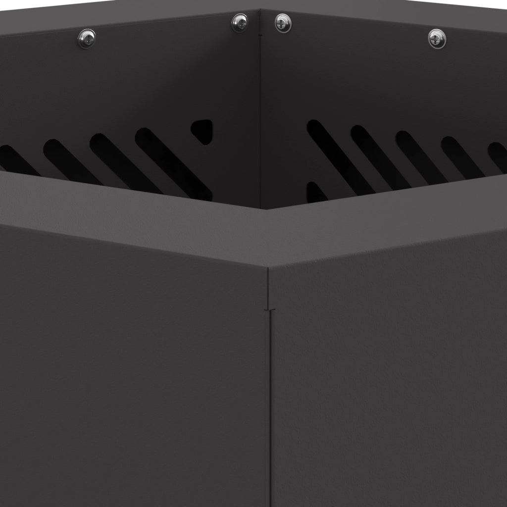 Focolare senza fumi Esagonale Nero 38x38x51 cm Acciaio