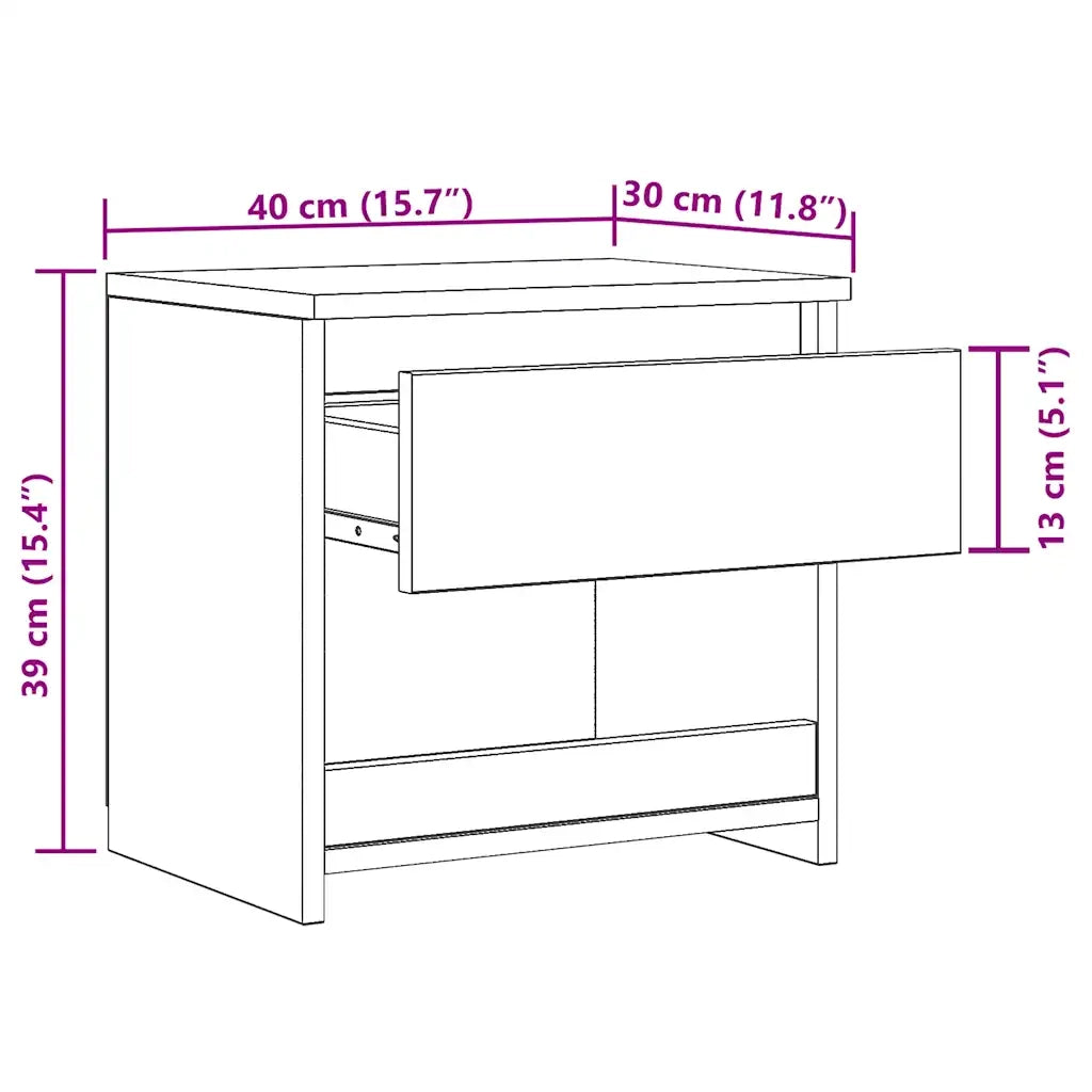 Comodino Legno Antico 40x30x39 cm in Legno Multistrato 856406