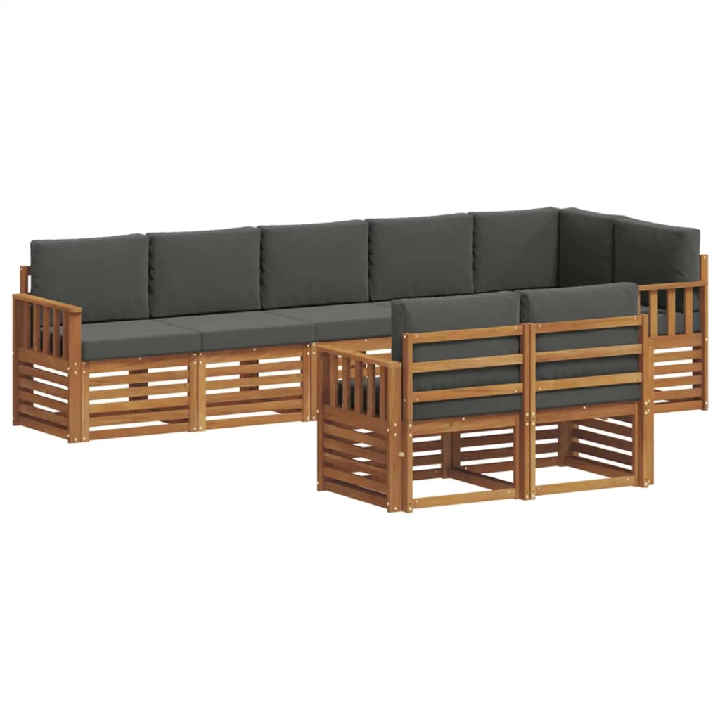 Set divani 8 pcs Naturale e Antracite Legno di Acacia Massello 3375002