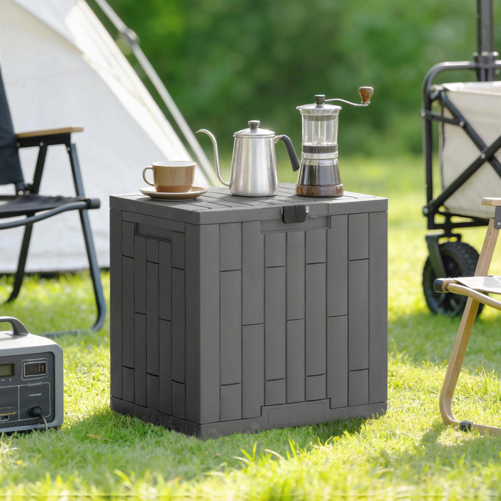 Baule da Giardino 114L in Resina Impermeabile e Anti UV con Chiusura a Chiave, 56x44x54 cm, Grigio