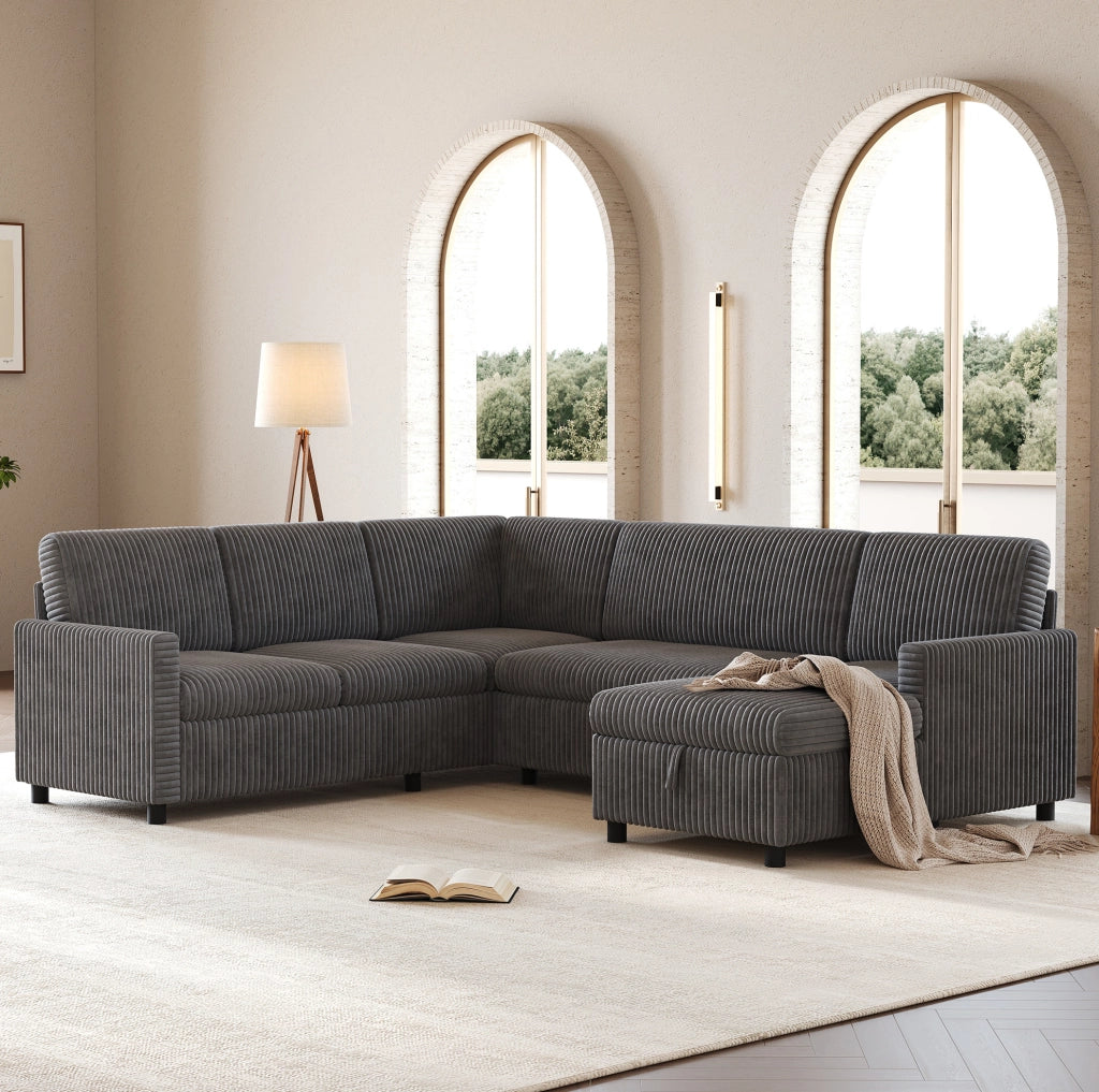 Divano angolare a U con funzione letto e contenitore
