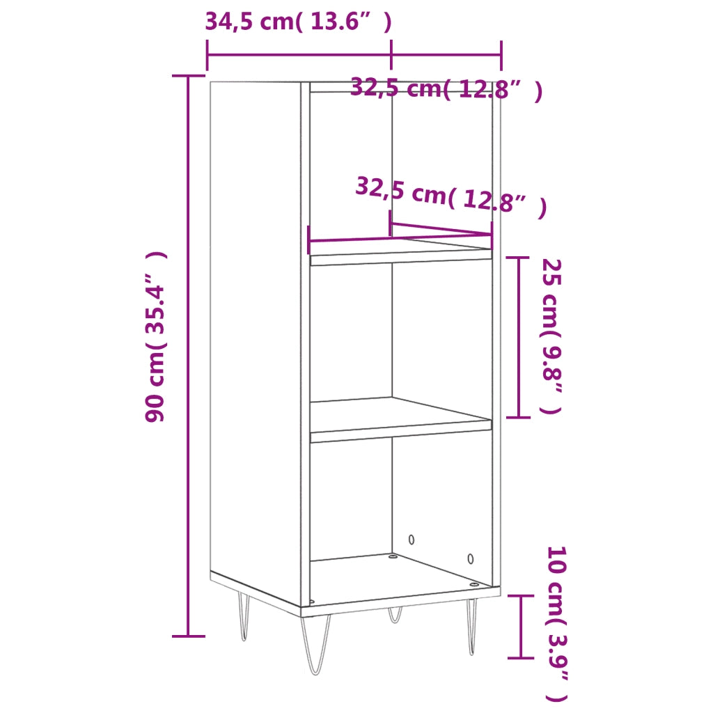 Credenza-Buffet-Armadio da cucina Bianco Lucido 34,5x32,5x90 cm in Legno Multistrato 157721