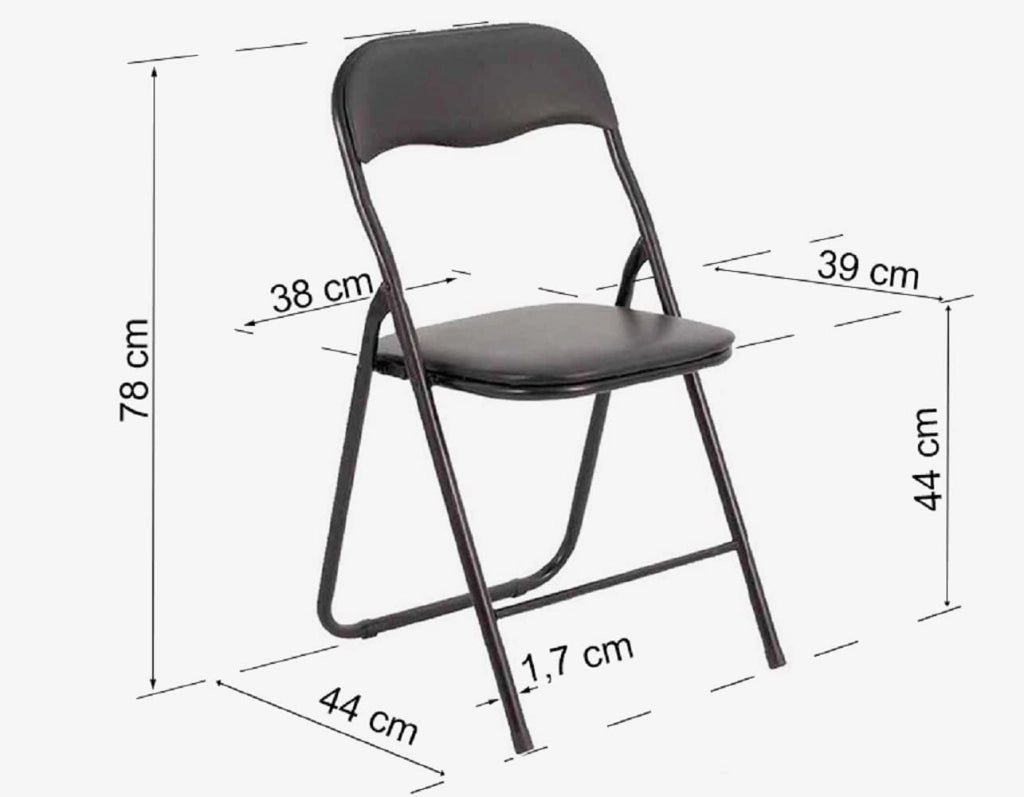 Set da 6 Sedia Pieghevole Slim Opaca in Metallo Sedie Salvaspazio per Ufficio Casa Campeggio Salotto Cucina In Ecopelle con Comoda Seduta Imbottita 78 x 44 x 44 cm (Nero)