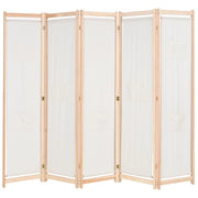 Divisorio divisorio mobile decorativo 5 pannelli crema 200 x 170 x 4 cm tessuto 0802071