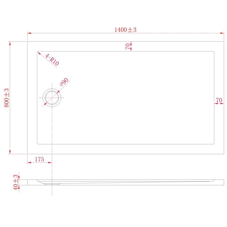 Piatto Doccia Slim 80x140x4 cm Rettangolare Acrilico Bordato Bianco Effetto Pietra mod. Flower