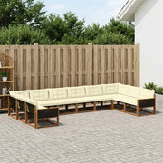 Set di divani da esterno con cuscino 10 pcs Naturale e Crema