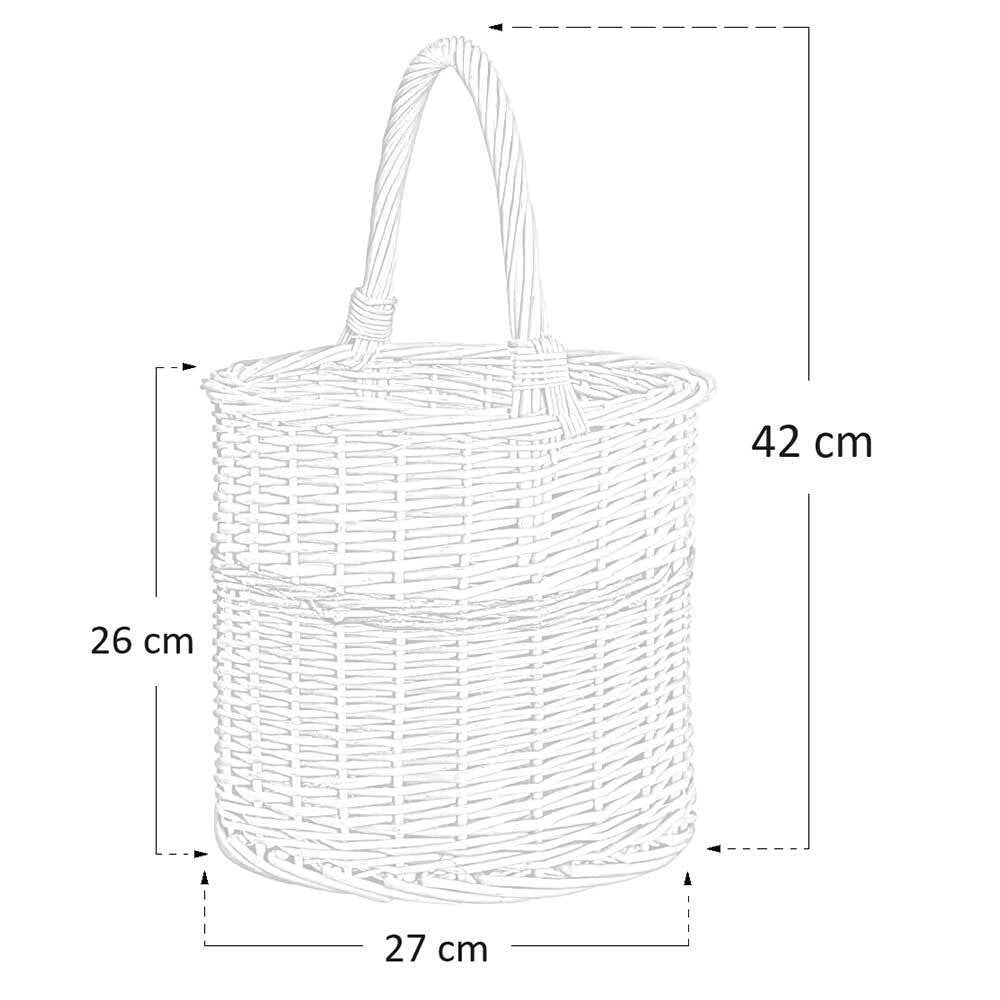 Cesto tondo modello Sara in vimini con manico , diametro 27 cm, altezza 26 cm