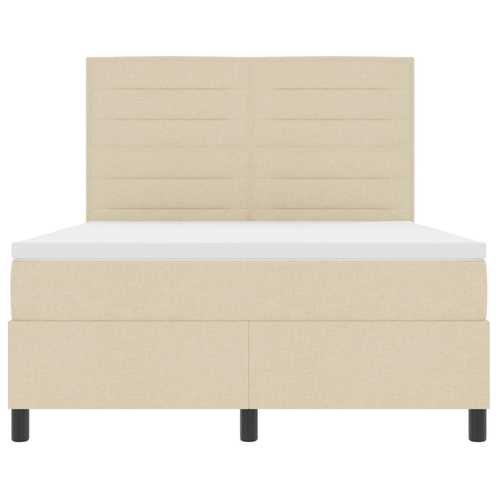 Letto a Molle con Materasso e Luce LED Crema 140x190 cm Tessuto