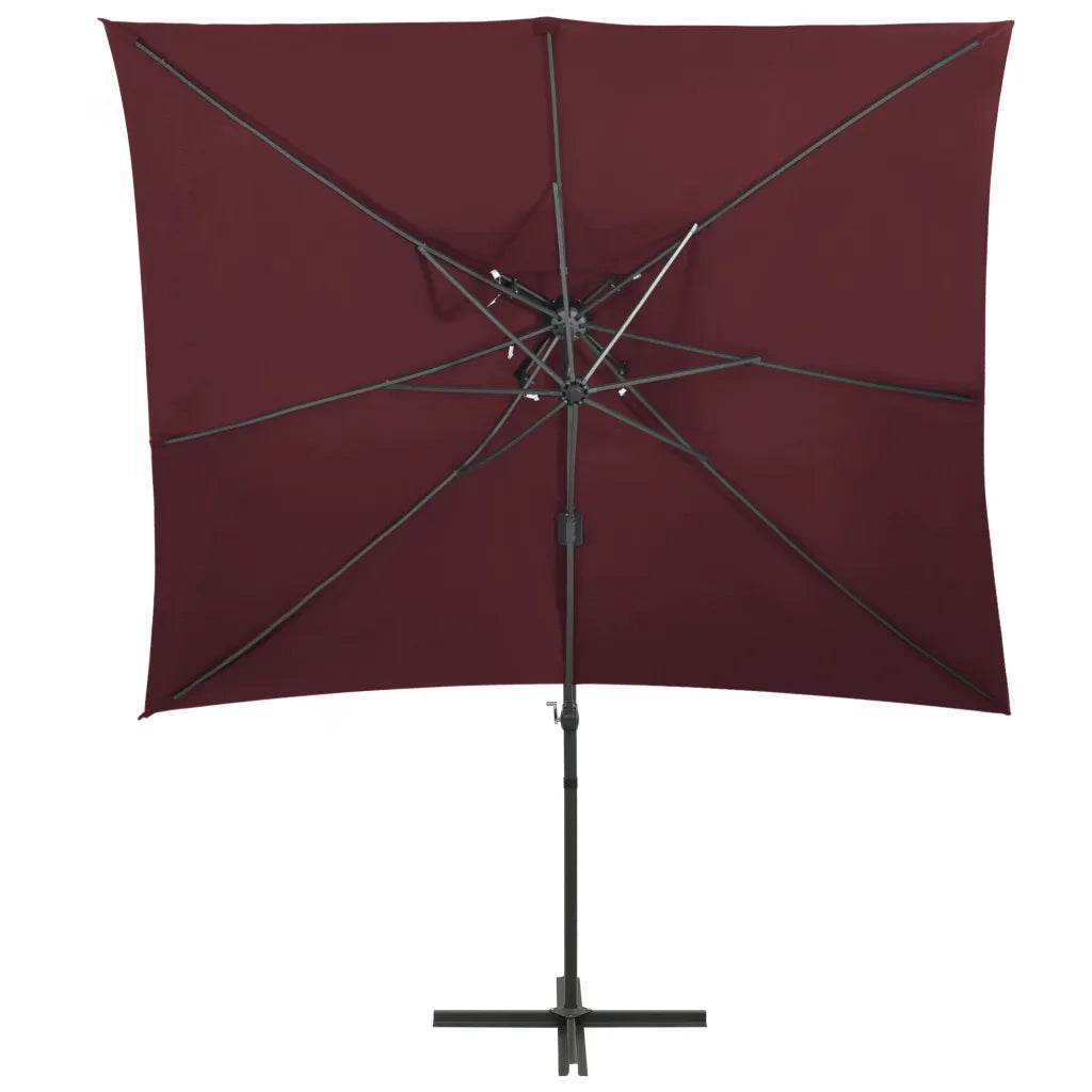 Ombrellone a Sbalzo con LED 250x250 cm Bordeaux 312366