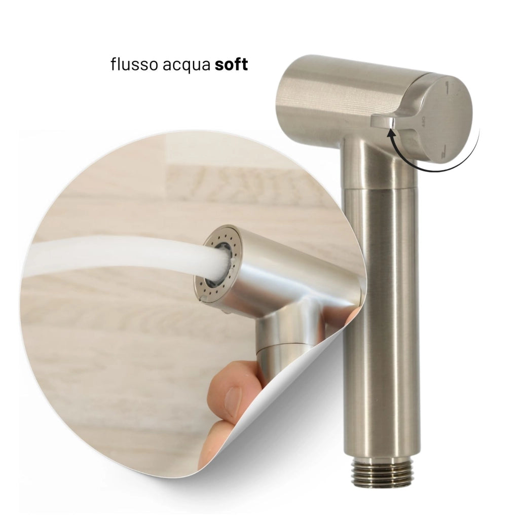 Idroscopino wc doccetta ottone portatile shutoff monogetto con leva ogomondo kit *** finitura- nickel spazzolato tond...