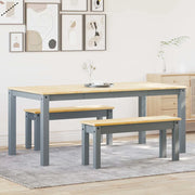 Set da Pranzo 3 pz Panama Grigio in Legno Massello di Pino 3345183