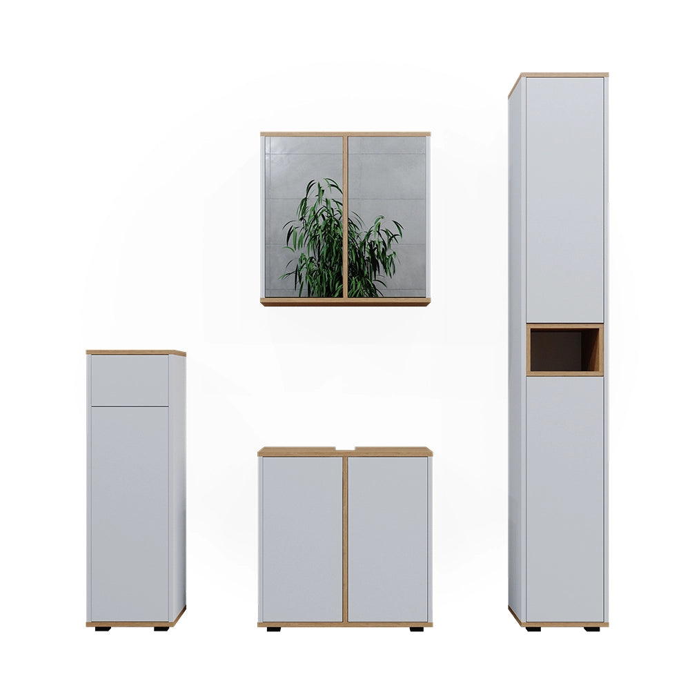 Vicco Set mobili bagno Bianco/Artisan 4 pezzi, con unità alta e unità midi