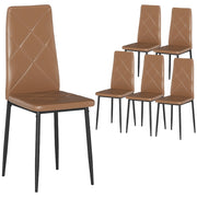 Set 6 Sedie da Pranzo Moderne con Schienale Alto in Similpelle e Acciaio ¨C Zephmum ¨C Marrone 41x50x97 cm