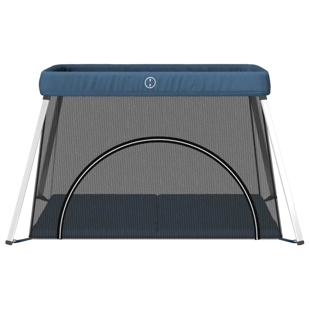 Box per Bambini con Materasso Blu Marino Tessuto di Lino CFW8141826