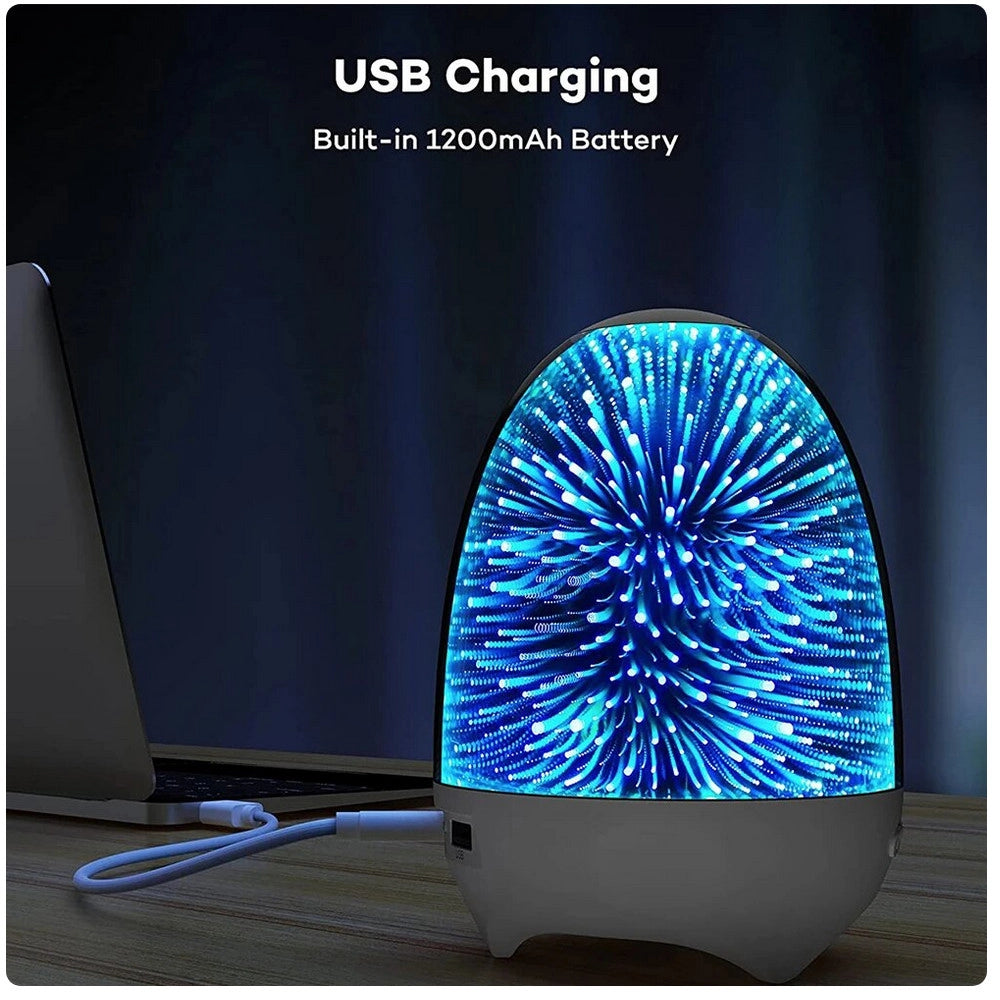 Trade Shop - Lampada A Led Luce Notte 3d Cassa Bluetooth Integrata Effetto Fuochi Artificio -