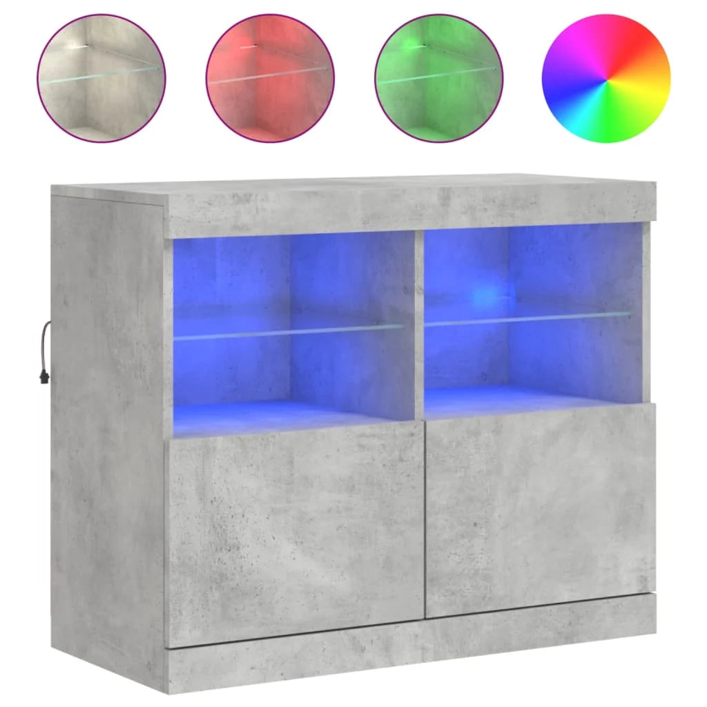 Buffet credenza cassettiera armadio mobile contenitore organizer per cucina soggiorno salotto con luci LED 81 x 37 x 67 cm grigio 02_0030009
