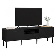 Mobile porta TV Anselme, Credenza da soggiorno, Armadio basso per TV, Base parete attrezzata, 177x40 h57 cm, Nero