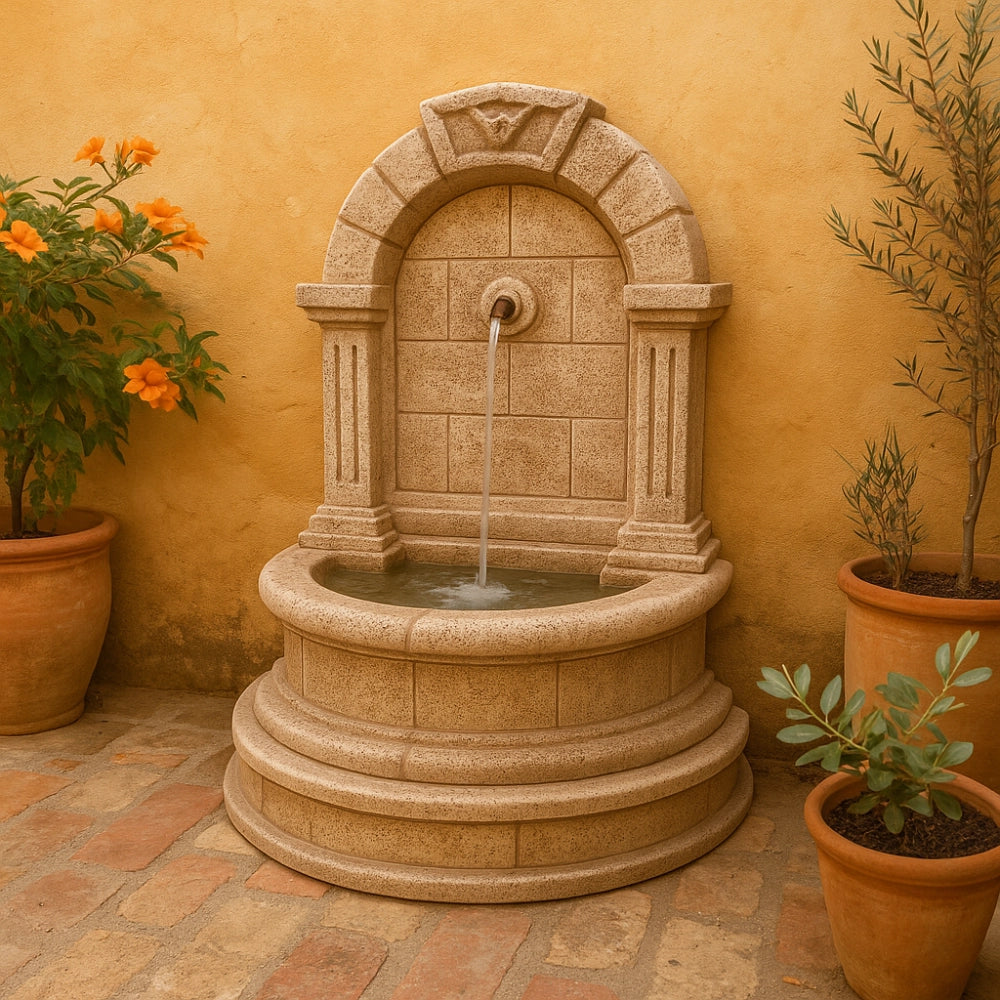 Fontana spagnola decorativa modello terra h120xl80xp45 cemento effetto pietra