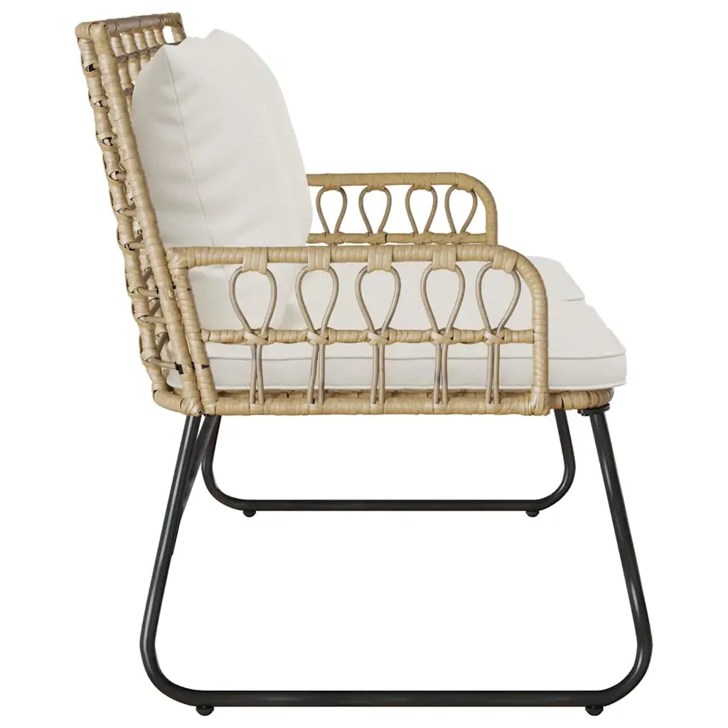 Panchina da giardino Marrone e Crema polyrattan 42010354