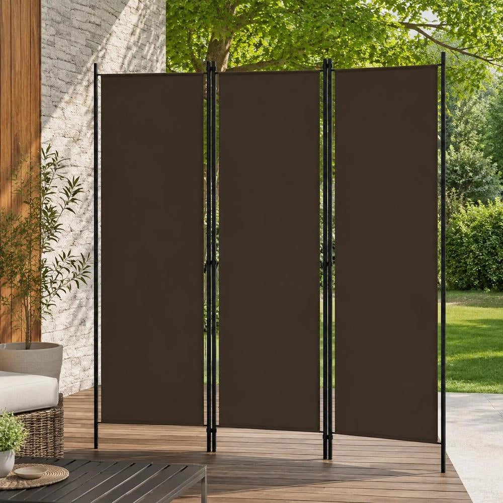 3-piece Room Divider, Brown, 150x180 Cm