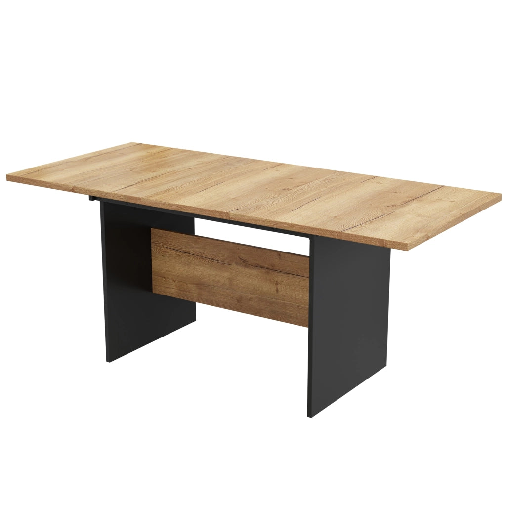 Tavolo da pranzo allungabile 140-180x80 cm in MDF; colore nero e noce scuro