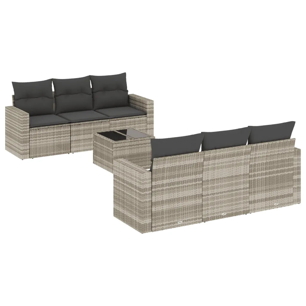 Set Divani da Giardino 7pz con Cuscini Grigio Chiaro Polyrattan 3251049