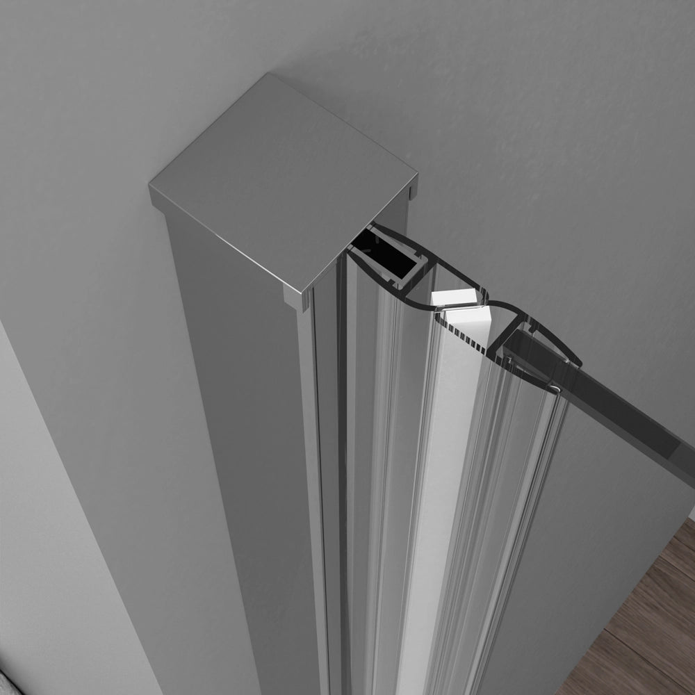 Porta doccia nicchia 95cm in vetro temperato trasparente battente con profilo cromo Neos