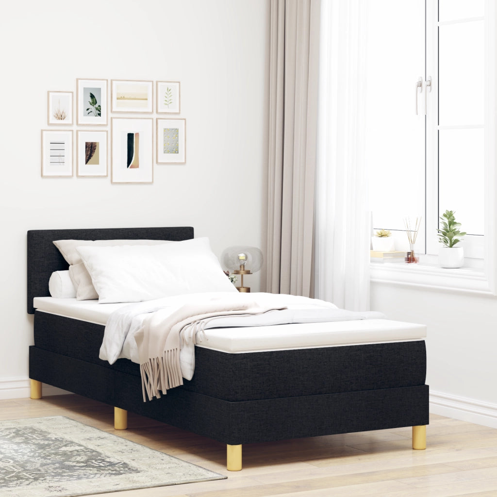 Letto con Box Spring e Materasso Nero 80x200 cm Tessuto