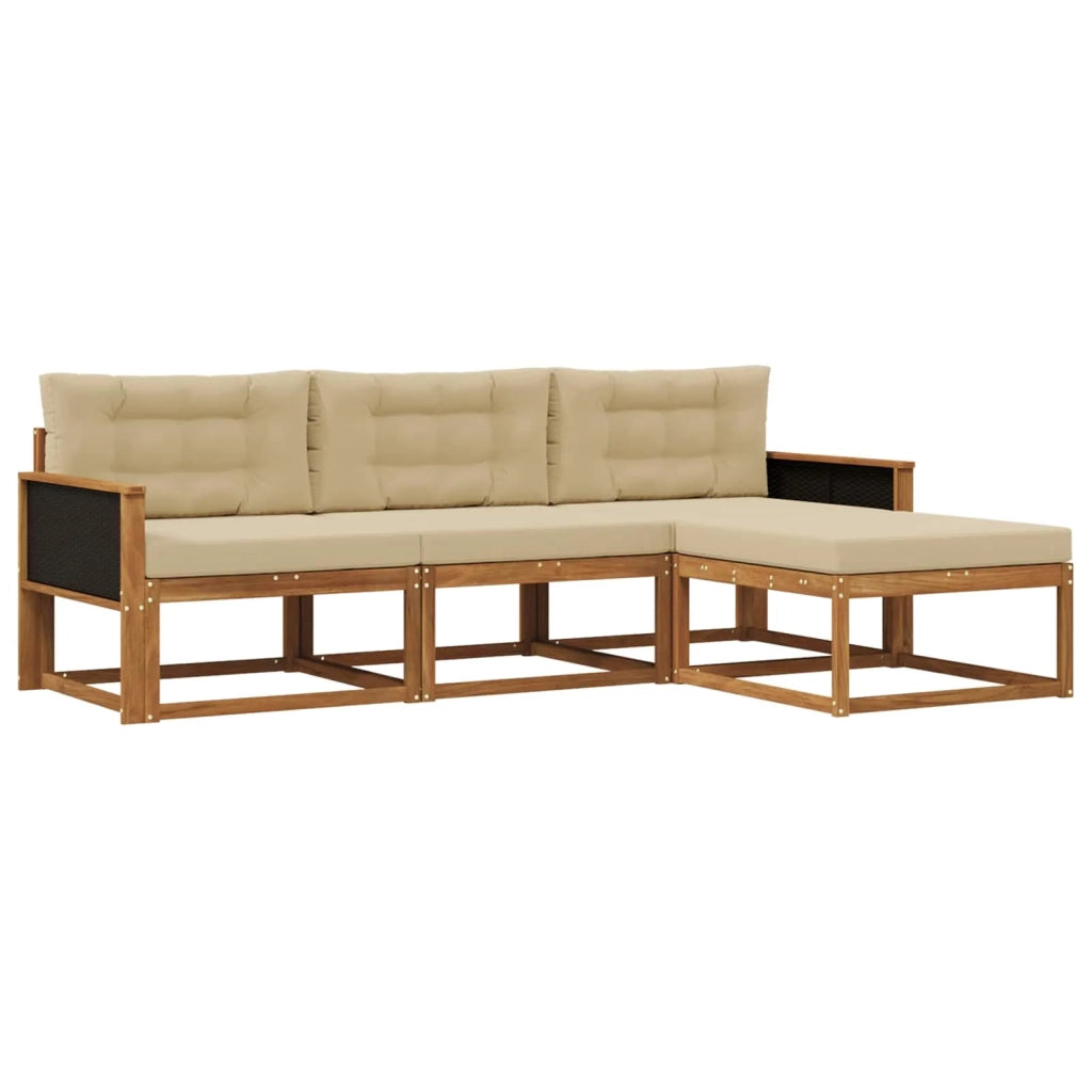Set di divani da esterno 4 pz Naturale e Beige 3382456