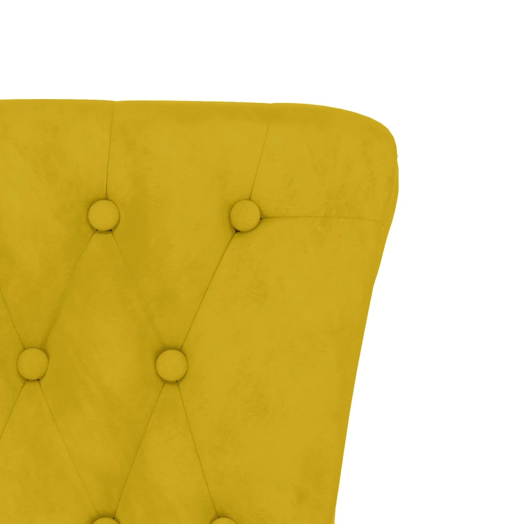 Poltrona | Sedia con Schienale Alto Design con Bottoni in Velluto Giallo