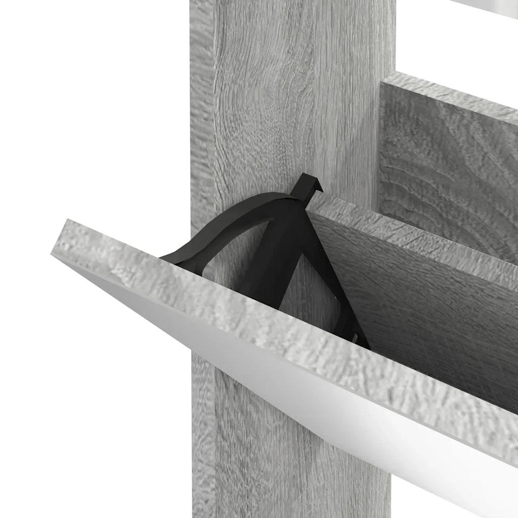 Scarpiera con Specchio a 3 Livelli-Mobile con specchio Grigio sonoma 63x17x102,5 cm
