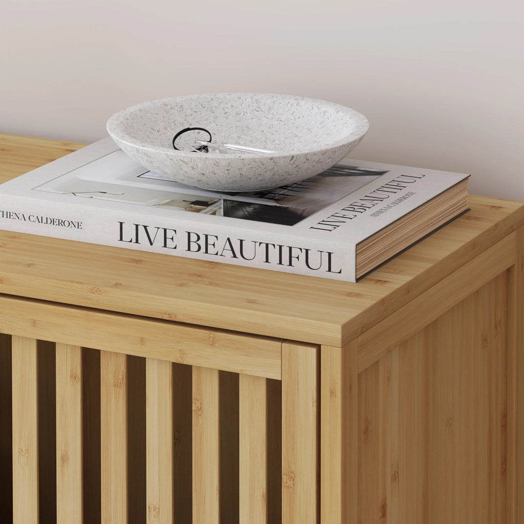 Mobile Contenitore Multifunzionale Sirgerg a 2 Ante 77 x 72 x 33 cm in Bambù Naturale [en.casa]