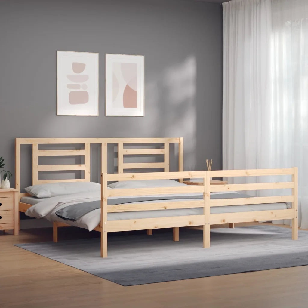 Giroletto con Testiera-Struttura Letto con testiera 200x200 cm in Legno Massello 450633
