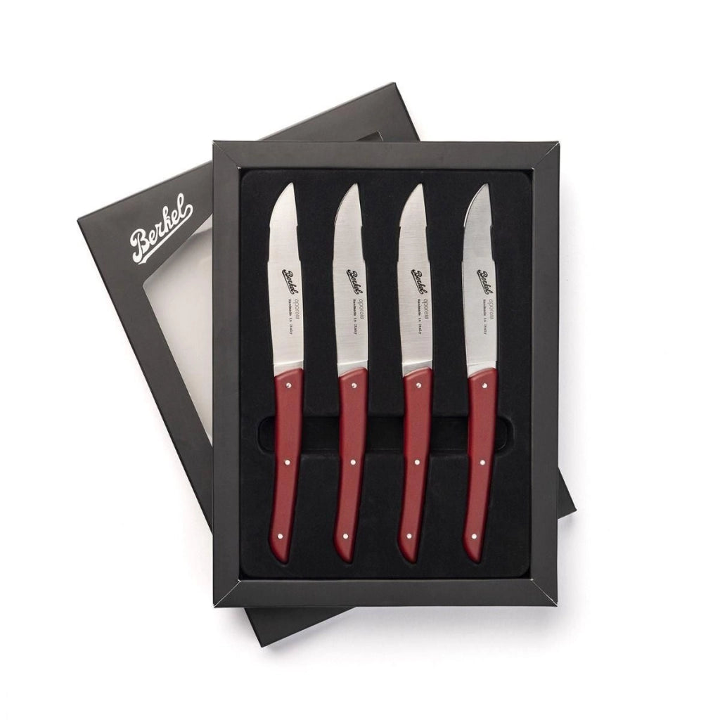 Berkel KCO4SW11SMRBL Set di 4 Coltelli da Bistecca Acciaio Inox 11 cm Manico Ergonomico Rosso