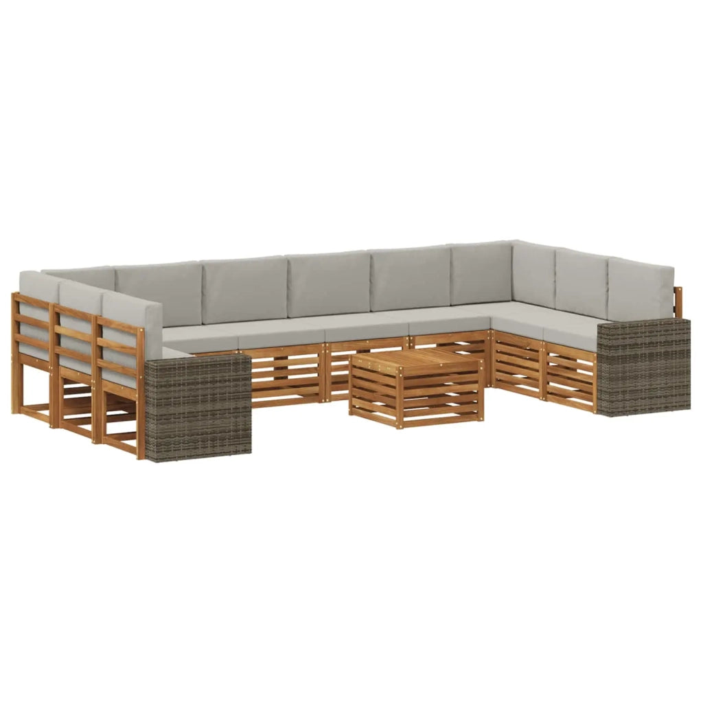 Set di divani da esterno 11 pcs Naturale e Grigio Chiaro 3384937