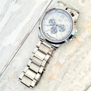 Trade Shop - Orologio Da Polso Zcc Uomo Acciaio Cronografo Elegante Silver Fondo Bianco Blu -