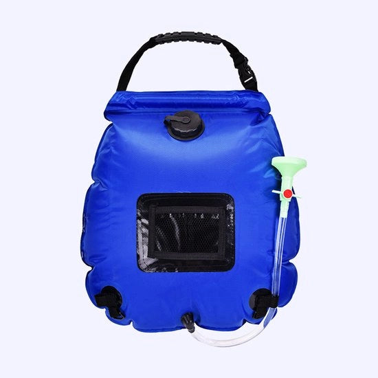 Douchetta solare portatile, 20L, con testa doccia regolabile e tubo rimovibile, adatta per campeggio, escursioni, viaggi, nuoto in spiaggia - blu