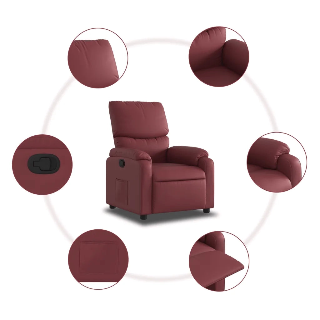 Poltrona | Sedia Relax Reclinabile Rosso Vino in Similpelle