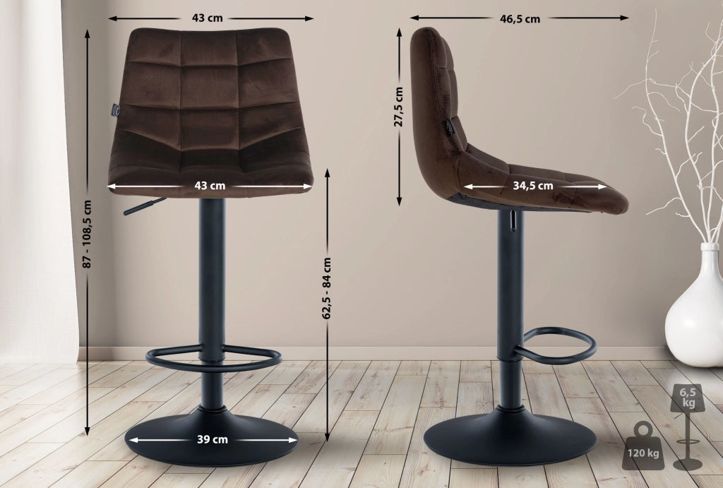 2er Set Barhocker Jerry Samt schwarz